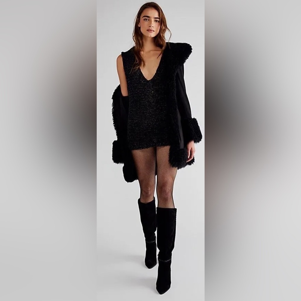 Free People Free People Billie Vegan Crochet Leather Tunic mini dress/top
